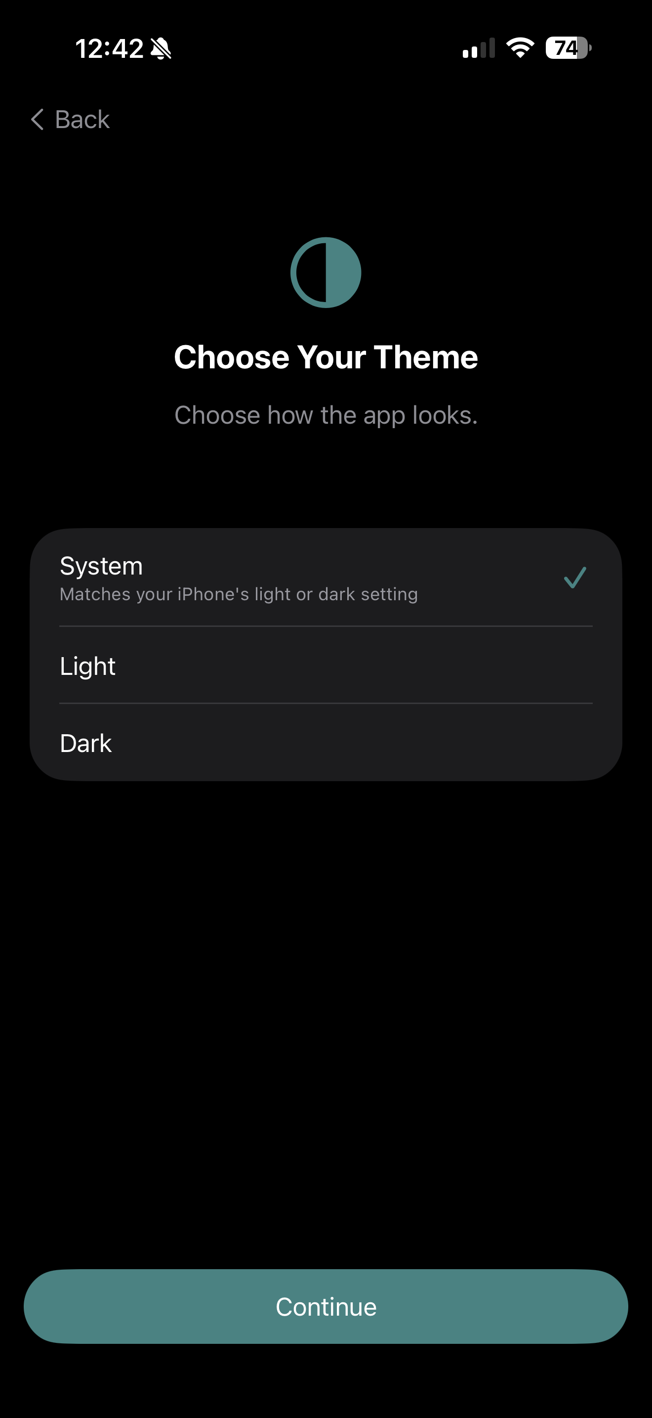 Appearance choice screen