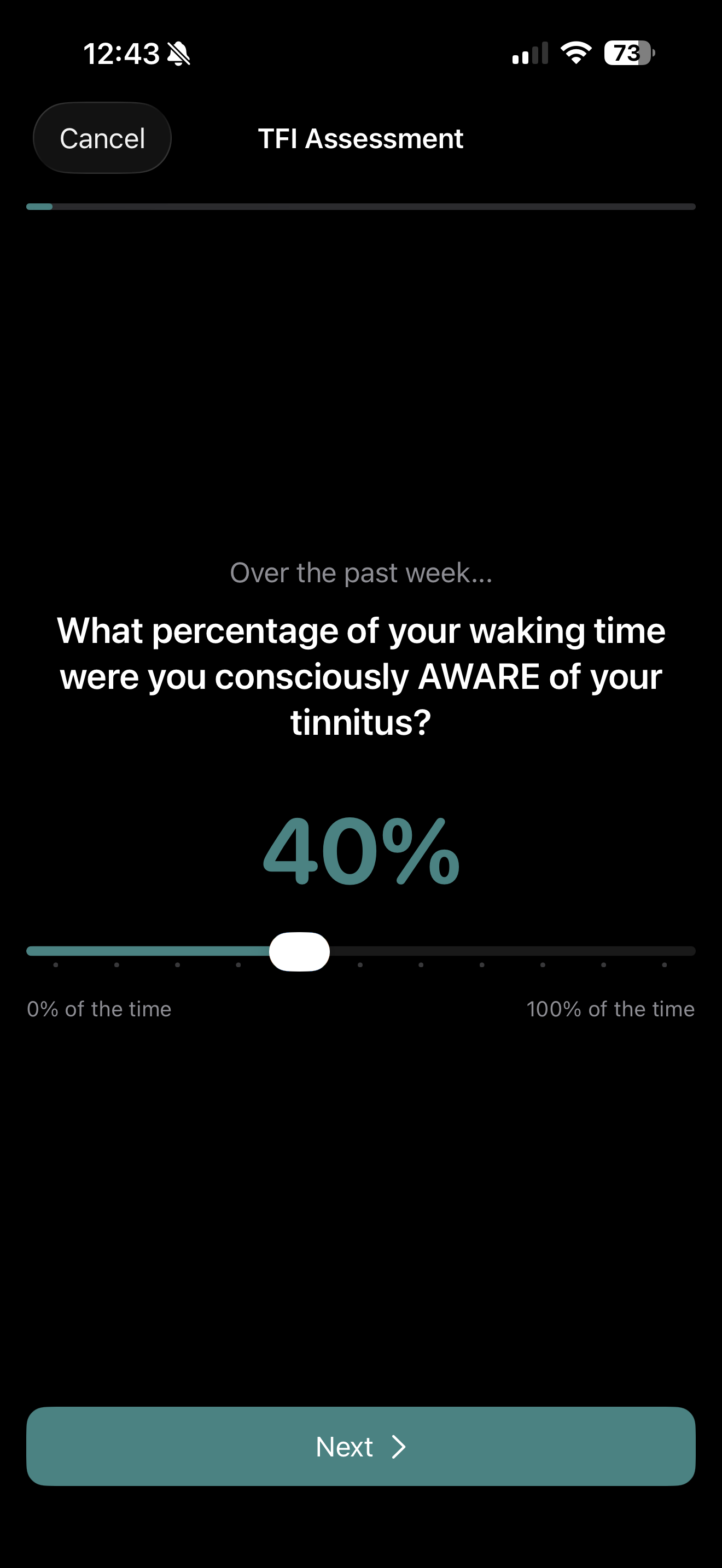 A TFI question with its slider